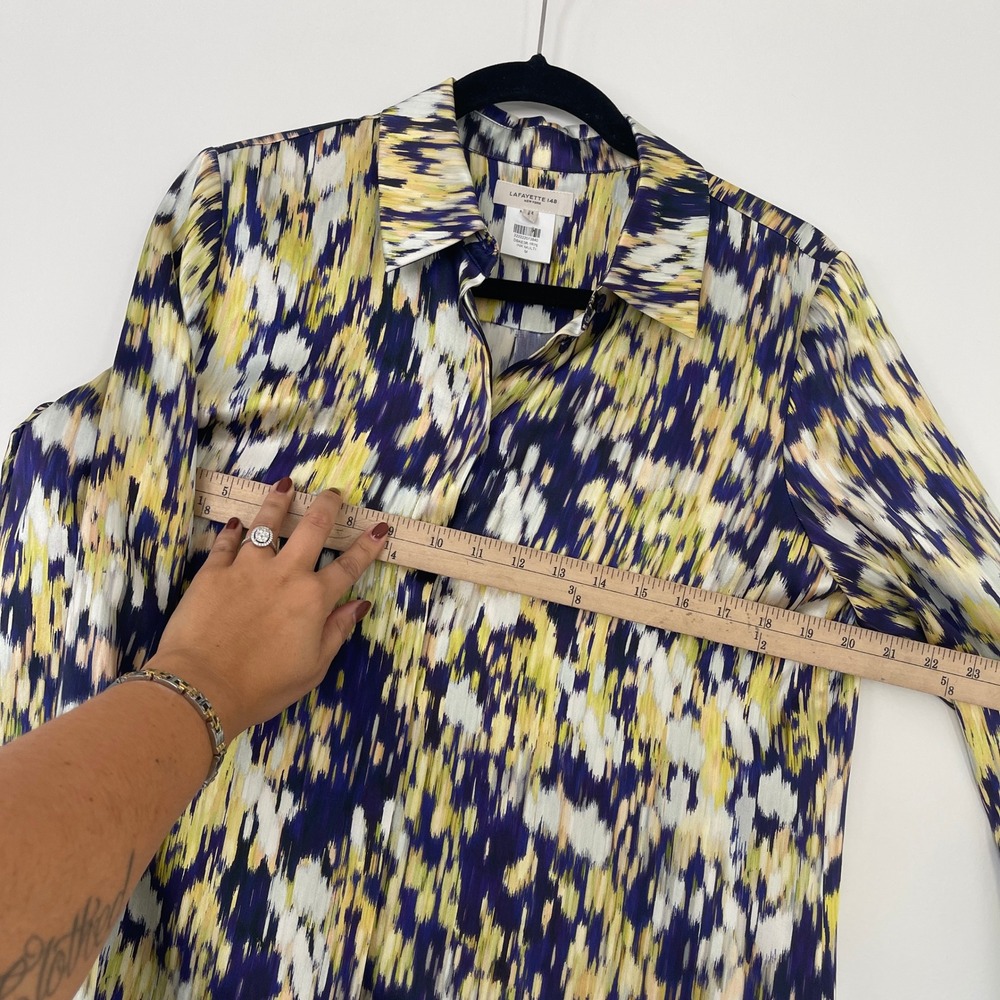Lafayette 148 $698 New York Scottie Ink Blouse Silk Multicolor‎ Size Medium - Picture 11 of 12